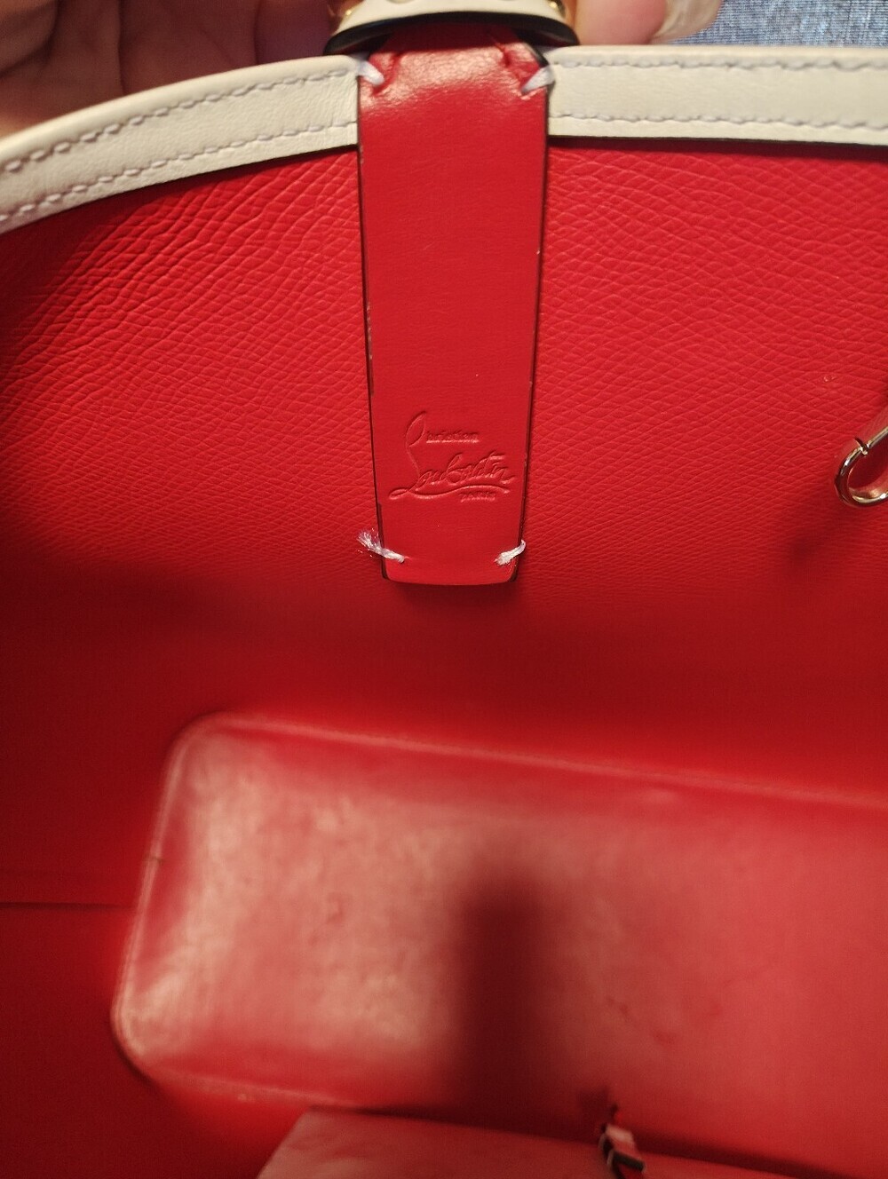 Calfskin Loubinthesky East West Cabata Tote White - Picture 11 of 16